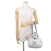 Load image into Gallery viewer, BALENCIAGA Crash Chain Tote Bag Silver742942210IW8110 Leather Size Small