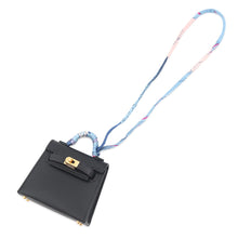 Load image into Gallery viewer, HERMES Kelly Twilly Bag Charm Black Tadelakt Leather Silk