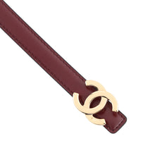 Load image into Gallery viewer, CHANEL CC Logo Belt Size 80 Black/BordeauxAAC224 Leather