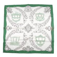 将图像加载到图库查看器中,HERMES Carre (Golden Carriage) Size 70 Green/Gray Silk100%