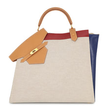 将图像加载到图库查看器中,HERMES Himalayan Handbag Natural/Rouge Vif/Navy Toile H Box Calf Leather