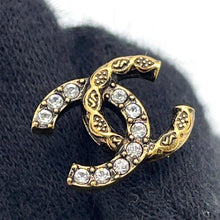 Load image into Gallery viewer, CHANEL CC Logo Stud Earrings GoldABD766 Rhinestone Metal