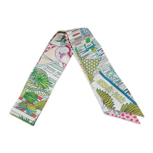 将图像加载到图库查看器中,HERMES Twilly ANIMA POLIS Blanc/Vert/Rose Silk100%