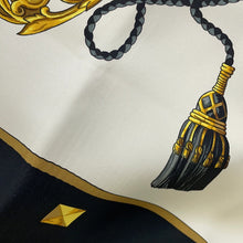 将图像加载到图库查看器中,HERMES Carre LES CLES Key Size 90 Black/White/Gold Silk100%
