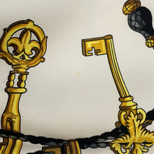 将图像加载到图库查看器中,HERMES Carre LES CLES Key Size 90 Black/White/Gold Silk100%
