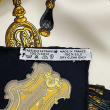 将图像加载到图库查看器中,HERMES Carre LES CLES Key Size 90 Black/White/Gold Silk100%