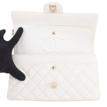 Load image into Gallery viewer, CHANEL Matelasse W Flap ChainShoulder Bag WhiteA01112 Caviar Leather Size 25