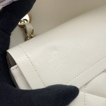Load image into Gallery viewer, CHANEL Matelasse W Flap ChainShoulder Bag WhiteA01112 Caviar Leather Size 25
