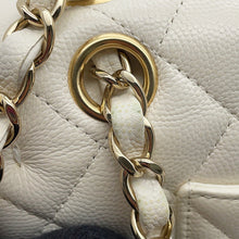 Load image into Gallery viewer, CHANEL Matelasse W Flap ChainShoulder Bag WhiteA01112 Caviar Leather Size 25