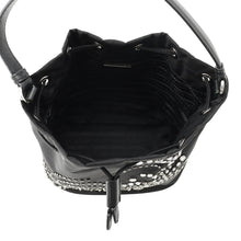 Load image into Gallery viewer, PRADA Re-Nylon Drawstring Bag 2WAYBag Black1BE067 Nylon Leather Rhinestone Beads