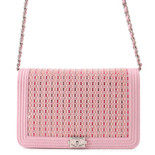 将图像加载到图库查看器中,CHANEL Boy Chanel Chain Wallet Pink/StrassA80287 Leather/Rhinestone