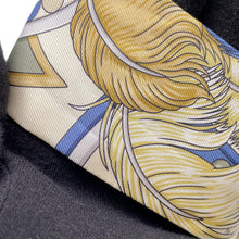 Load image into Gallery viewer, HERMES Twilly Harnais de coeur Crème/Blue Jean/Vert Amandes Silk100%