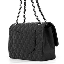 Load image into Gallery viewer, CHANEL Matelasse W Flap ChainShoulder Bag BlackA01112 Caviar Leather Size 25
