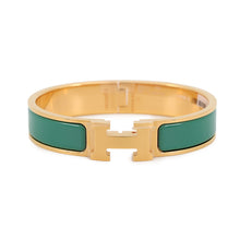 将图像加载到图库查看器中,HERMES ClicH Bracelet Malachite Gold Plated Enamel