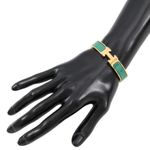 将图像加载到图库查看器中,HERMES ClicH Bracelet Malachite Gold Plated Enamel