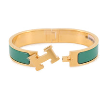 将图像加载到图库查看器中,HERMES ClicH Bracelet Malachite Gold Plated Enamel