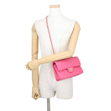 Load image into Gallery viewer, CHANEL Matelasse W Flap ChainShoulder Bag PinkA01113 Caviar Leather Size 23