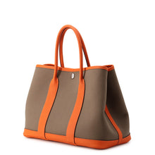 将图像加载到图库查看器中,HERMES Garden Party Etoupe/Orange Toile Officier Negonda Leather Size TPM