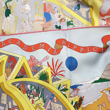 Load image into Gallery viewer, HERMES Carre Academia Ipica Size 90 Blue Ciel / Jaune / Multicolor Silk100%