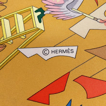 Load image into Gallery viewer, HERMES Carre Academia Ipica Size 90 Blue Ciel / Jaune / Multicolor Silk100%