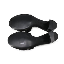 将图像加载到图库查看器中,HERMES Oazis Sandals Black Chevre Leather, Velour, Rhinestone Leather Size 36