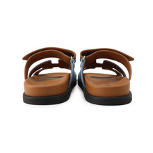 Load image into Gallery viewer, HERMES Shipley Sandals Blue Claire/NaturalH231125Z Denim Calf Leather Rubber Size 36.5