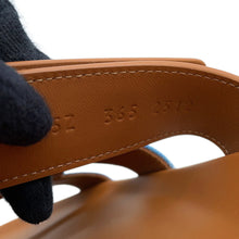 Load image into Gallery viewer, HERMES Shipley Sandals Blue Claire/NaturalH231125Z Denim Calf Leather Rubber Size 36.5