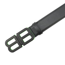 Load image into Gallery viewer, BALENCIAGA BB Buckle Belt Size 80 Black/Green674171 Leather