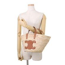 Load image into Gallery viewer, CELINE Teen Triomphe Panier Basket Bag Brown/Beige194002EFA.04LU Raffia Calf Leather