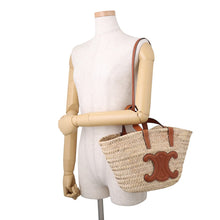 Load image into Gallery viewer, CELINE Teen Triomphe Panier Basket Bag Brown/Beige194002EFA.04LU Raffia Calf Leather