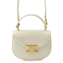 Load image into Gallery viewer, CELINE Triomphe Mini Buzzas Claire White10L063ETZ Patent Leather Size Mini