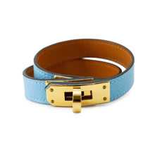 Load image into Gallery viewer, HERMES Kelly Double Tour Bracelet Size T2 Celeste Epsom