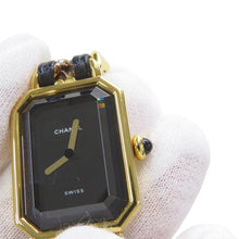 将图像加载到图库查看器中,CHANEL Premiere L H26mm×W20mm Gold Plated Leather Black DialH0001