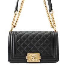 Load image into Gallery viewer, CHANEL Boy Chanel ChainShoulder Bag BlackA67085 Caviar Leather Size Small