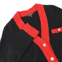 将图像加载到图库查看器中,CHANEL Cashmere blend knit cardigan Size 36 Black/RedP62567 Cashmere73% Wool19% Polyamide8%