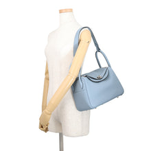 Load image into Gallery viewer, HERMES Lindy Verso Blue Lin/Blue Gacier Taurillon Clemence Size 26