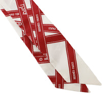 Load image into Gallery viewer, HERMES Twilly Bolduk White/Red Silk100%