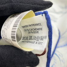 Load image into Gallery viewer, HERMES Carre Jean Della Cavalleria Favolosa Size 140 White / Blue Jean / Lavender Cashmere70% Silk30%