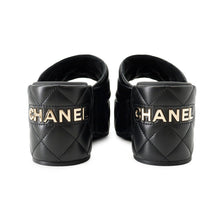 Load image into Gallery viewer, CHANEL CC Logo Matelasse Sandals BlackG39678 Lambskin Size 38C