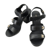 Load image into Gallery viewer, CHANEL CC Logo Turnlock Sandals BlackG37387 Leather Size 38C