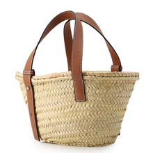 Load image into Gallery viewer, LOEWE Basket bag Natural/Brown327.02.S93 Raffia Leather Size Small
