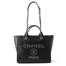 将图像加载到图库查看器中,CHANEL Deauville Studded 2WAY Chain Tote BlackA57069 Caviar Leather