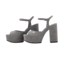 Load image into Gallery viewer, CHANEL CC Logo Platform Sandals GrayG45740 Felt Size 37C
