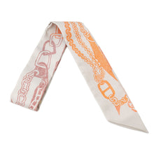 Load image into Gallery viewer, HERMES Twilly Boucle BOUCLES ET MAILLONS Greige / Brique / Orange Silk100%