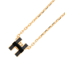 Load image into Gallery viewer, HERMES Pop Ash Necklace Size Mini Black Gold Plated Lacquer