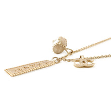 Load image into Gallery viewer, CHANEL CC Logo Rhinestone Faux Pearl Necklace Champagne GoldABC199 B14735 Gold Plated Rhinestone Faux Pearl