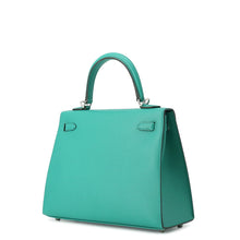 将图像加载到图库查看器中,HERMES Kelly Verso Outer Vert Veron/Deep Blue Veau Madame Size 25