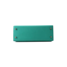 将图像加载到图库查看器中,HERMES Kelly Verso Outer Vert Veron/Deep Blue Veau Madame Size 25
