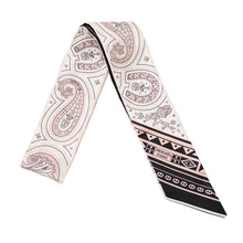 Load image into Gallery viewer, HERMES Twilly Cheval de Coeur Bandana Black/White/Vieux Rose Silk100%