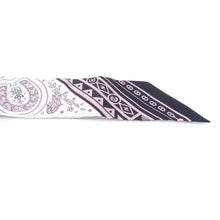 Load image into Gallery viewer, HERMES Twilly Cheval de Coeur Bandana Black/White/Vieux Rose Silk100%